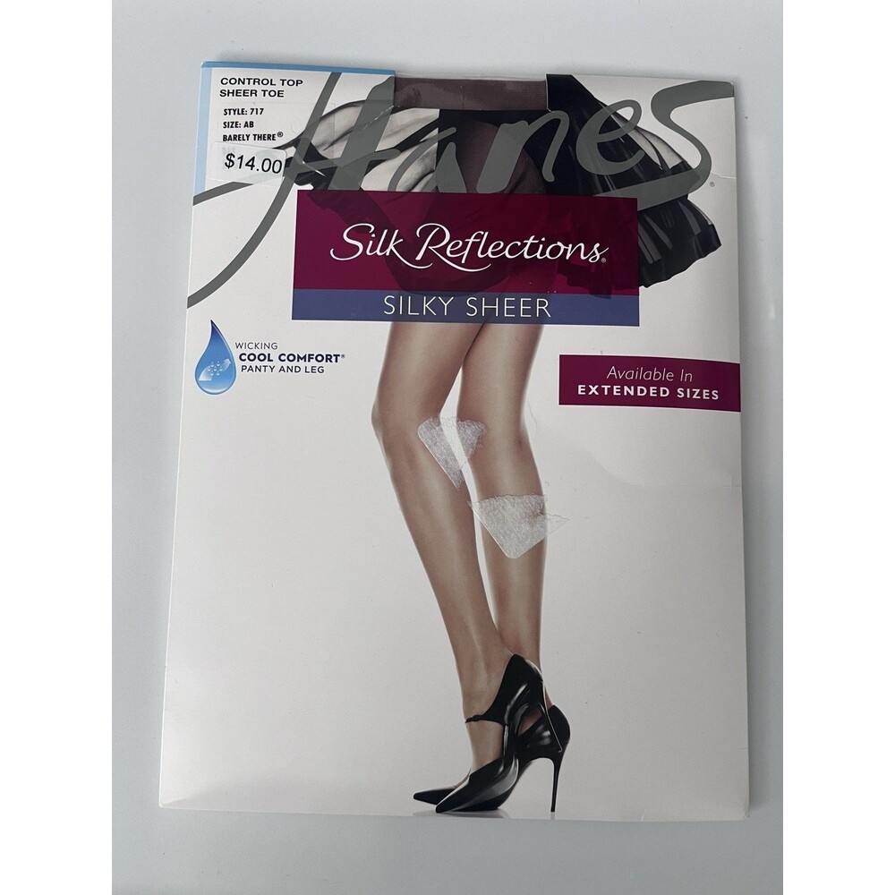 NEW Hanes Silk Reflections Control Top Sheer Toe Pantyhose AB Barely There